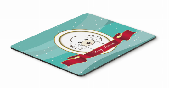 Dog Breed Merry Christmas Mouse Pad, Hot Pad or Trivet (Color: Poodle - White, size: 9.5 x 8)