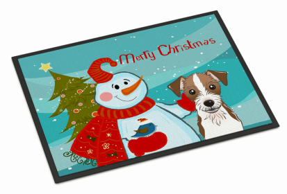 Snowman Dog Art Indoor or Outdoor Mat (size: 27 x 18)