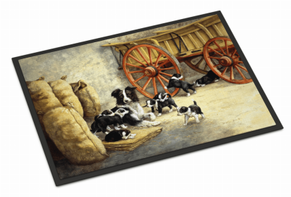 Dog Breed Themed Indoor or Outdoor Mat (Color: Border Collie Dog Litter, size: 36 x 24)