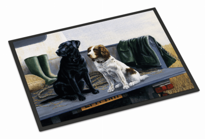 Dog Breed Themed Indoor or Outdoor Mat (Color: On The Tailgate Labrador and Springer Spaniel, size: 36 x 24)