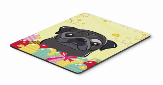 Dog Breed Easter Egg Hunt Mouse Pad, Hot Pad or Trivet (Color: Pug - Black, size: 9.5 x 8)