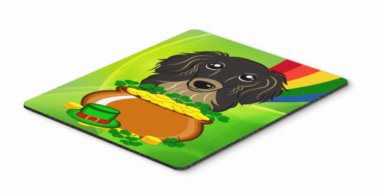 Dog Breed St. Patrick's Day Mouse Pad, Hot Pad or Trivet (Color: Dachshund - Longhair - Black and Tan, size: 9.5 x 8)