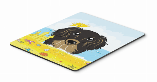Dog Breed Summer Beach Mouse Pad, Hot Pad or Trivet (Color: Dachshund - Longhair - Black and Tan, size: 9.5 x 8)