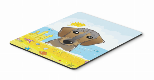 Dog Breed Summer Beach Mouse Pad, Hot Pad or Trivet (Color: Dachshund - Wirehair, size: 9.5 x 8)