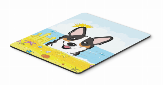Dog Breed Summer Beach Mouse Pad, Hot Pad or Trivet (Color: Corgi - Tricolor, size: 9.5 x 8)