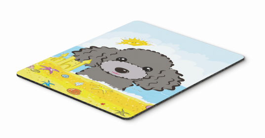Dog Breed Summer Beach Mouse Pad, Hot Pad or Trivet (Color: Poodle - Silver, size: 9.5 x 8)