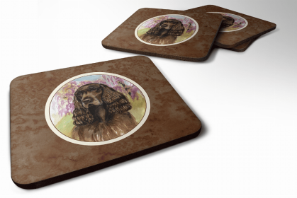 Dog Breed Spaniel Group Foam Coaster (Color: Field Spaniel, size: 3.5 x 3.5)