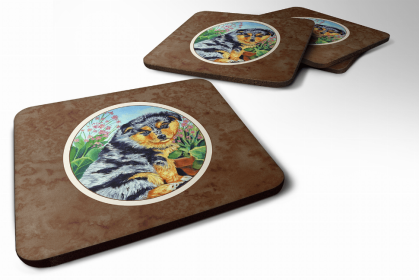 Dog Breed Themed Art Coaster (Color: Australian Shepherd Puppy, size: 3.5 x 3.5)