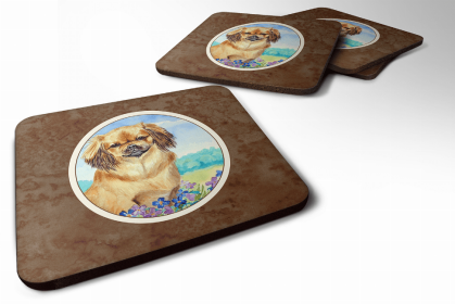 Dog Breed Spaniel Group Foam Coaster (Color: Tibetan Spaniel, size: 3.5 x 3.5)
