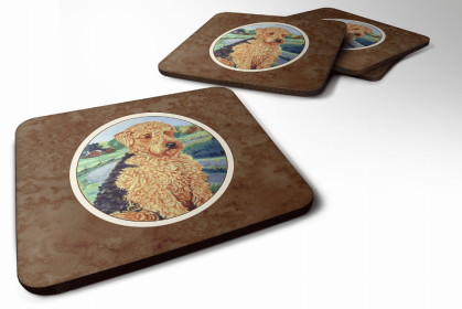 Dog Breed Terrier Group Foam Coaster (Color: Airedale Terrier, size: 3.5 x 3.5)
