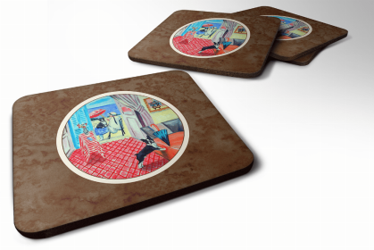 Dog Breed Terrier Group Foam Coaster (Color: Lady with her Boston Terrier, size: 3.5 x 3.5)