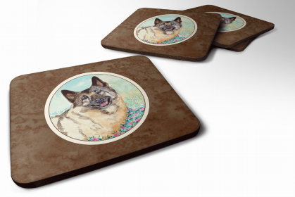 Dog Breed Hound Group Foam Coaster (Color: Norwegian Elkhound, size: 3.5 x 3.5)