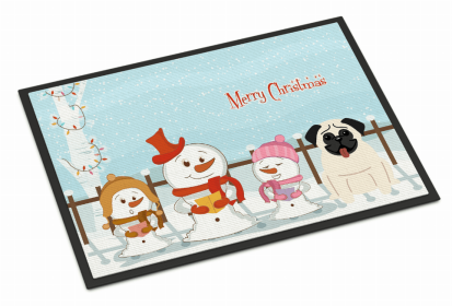 Merry Christmas Carolers Dog Art Indoor or Outdoor Mat (size: 36 x 24)