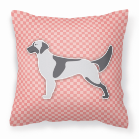 Dog Profile Checkerboard Design Fabric Decorative Pillow (Color: Pink Checkered, size: 14 x 14)