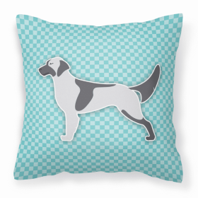 Dog Profile Checkerboard Design Fabric Decorative Pillow (Color: Blue Checkered, size: 14 x 14)