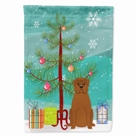 Merry Christmas Tree/Dog breed Themed Flag Canvas (Color: Dogue de Bourdeaux, size: 28 x 40)