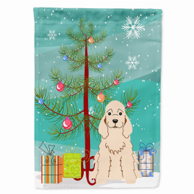 Merry Christmas Tree/Dog breed Themed Flag Canvas (Color: Cocker Spaniel - Buff, size: 28 x 40)