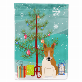 Merry Christmas Tree/Dog breed Themed Flag Canvas (Color: Bull Terrier - Red and White, size: 28 x 40)
