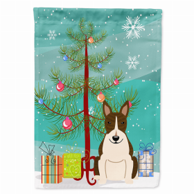 Merry Christmas Tree/Dog breed Themed Flag Canvas (Color: Bull Terrier - Dark Brindle, size: 28 x 40)
