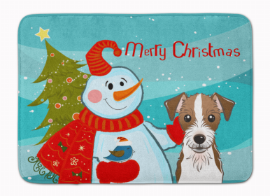 Snowman Dog Art Washable Memory Foam Mat (size: 27 x 19)