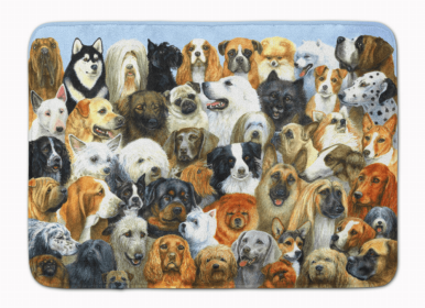 Dog Breed Themed Machine Washable Memory Foam Mat (Color: Fifty One Dogs, size: 27 x 19)