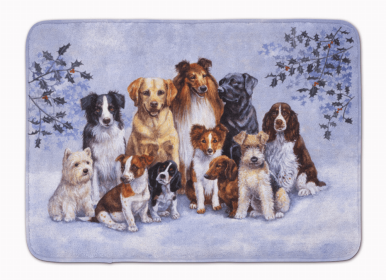 Dog Breed Themed Machine Washable Memory Foam Mat (Color: Winter Dogs, size: 27 x 19)