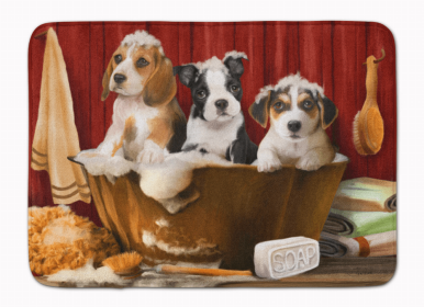 Dogs in the Tub Mat (Color: Beagle, Boston Terrier and Jack Russel in the Tub, size: 27 x 19)