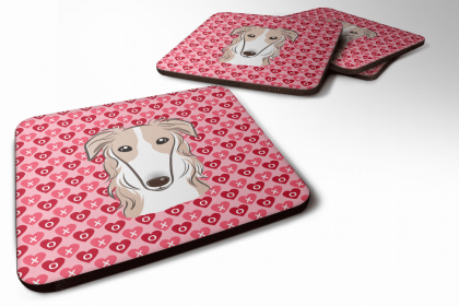 Dog Breed Hound Group Foam Coaster (Color: Borzoi/Russian Wolfhound, size: 3.5 x 3.5)