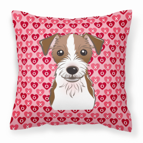 Dog With XOXO Hearts Fabric Decorative Pillow (size: 18 x 18)