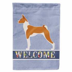 Welcome/Dog Breed Flag Canvas (Color: Basenji, size: 28 x 40)
