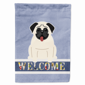 Welcome/Dog Breed Flag Canvas (Color: Pug - Cream, size: 28 x 40)