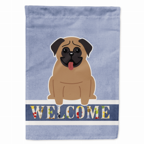 Welcome/Dog Breed Flag Canvas (Color: Pug - Dark Brown, size: 28 x 40)