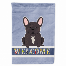 Welcome/Dog Breed Flag Canvas (Color: French Bulldog - Brindle, size: 28 x 40)