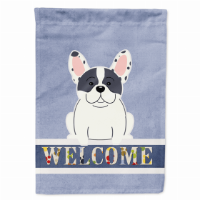 Welcome/Dog Breed Flag Canvas (Color: French Bulldog - Piebald, size: 28 x 40)