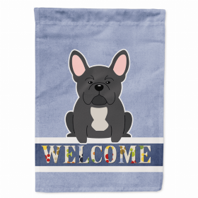 Welcome/Dog Breed Flag Canvas (Color: French Bulldog - Black 1, size: 28 x 40)