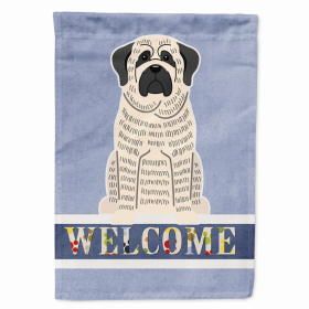 Welcome/Dog Breed Flag Canvas (Color: Mastiff - Brindle and White, size: 28 x 40)