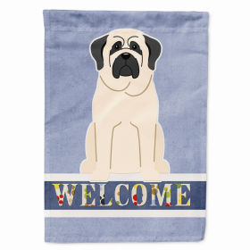 Welcome/Dog Breed Flag Canvas (Color: Mastiff - White, size: 28 x 40)