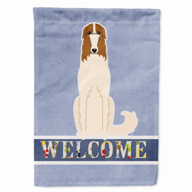 Welcome/Dog Breed Flag Canvas (Color: Borzoi 1, size: 28 x 40)