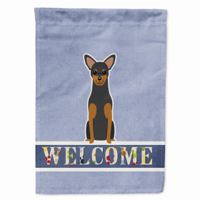 Welcome/Dog Breed Flag Canvas (Color: Manchester Terrier, size: 28 x 40)