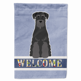 Welcome/Dog Breed Flag Canvas (Color: Schnauzer - Standard - Black, size: 28 x 40)