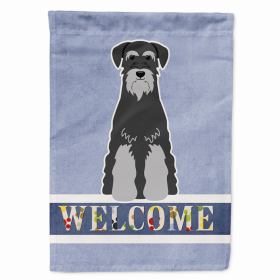 Welcome/Dog Breed Flag Canvas (Color: Schnauzer - Standard - Black and Grey, size: 28 x 40)