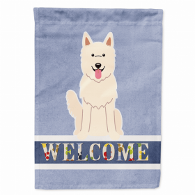 Welcome/Dog Breed Flag Canvas (Color: German Shepherd - White, size: 28 x 40)