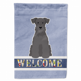 Welcome/Dog Breed Flag Canvas (Color: Schnauzer - Miniature - Black, size: 28 x 40)