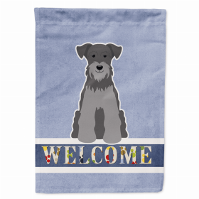 Welcome/Dog Breed Flag Canvas (Color: Schnauzer - Miniature - Black and Silver, size: 28 x 40)