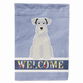 Welcome/Dog Breed Flag Canvas (Color: Schnauzer - Miniature - White, size: 28 x 40)