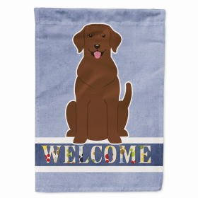 Welcome/Dog Breed Flag Canvas (Color: Labrador Retriever - Chocolate 1, size: 28 x 40)