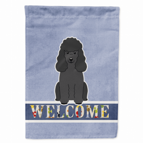 Welcome/Dog Breed Flag Canvas (Color: Poodle - Black, size: 28 x 40)