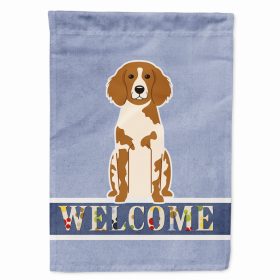Welcome/Dog Breed Flag Canvas (Color: Brittany Spaniel, size: 28 x 40)