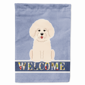Welcome/Dog Breed Flag Canvas (Color: Bichon Frise 2, size: 28 x 40)