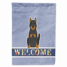 Welcome/Dog Breed Flag Canvas (Color: Beauce Shepherd Dog, size: 28 x 40)